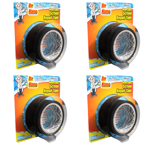 4PK Hercules Dr. Nano Heavy Duty Screen Repair Tape Black 50mm x 5m