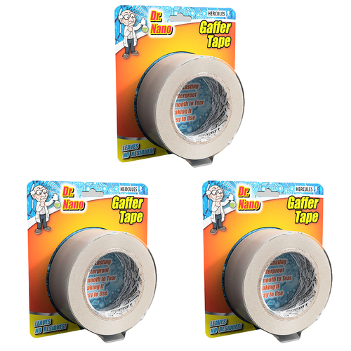 3PK Hercules Dr. Nano Gaffer Tape White 50mm x 27m