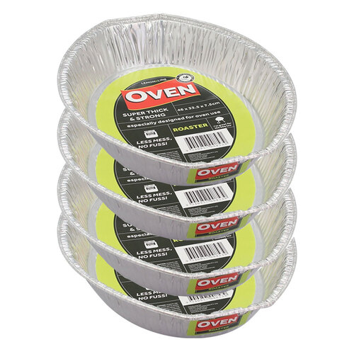 4PK Lemon & Lime Foil Oval Tray Large 46X34.5X7.5cm Shelf Ready Pdq