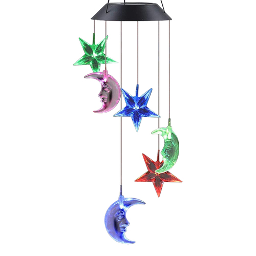 25th Hour Solar Colour Changing Stars & Moon Wind Chime
