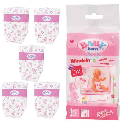 5pc Baby Born Nappies for Baby Dolls