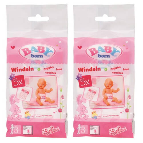 2x 5pc Baby Born Nappies for Baby Dolls