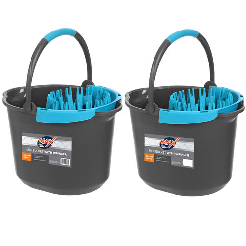 2PK White Glove Max Mop Bucket With Wringer 10.5L Soft Grip Handle