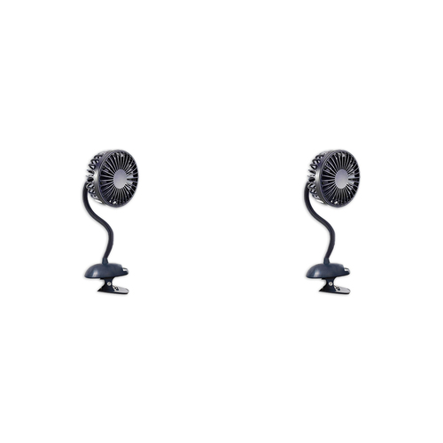 2PK Koolmaxx Portable Rechargable Flexi Clip Fan Black