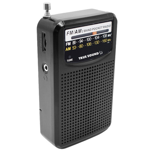 True Sound 2-Band 13cm Portable AM/FM Pocket Radio - Black