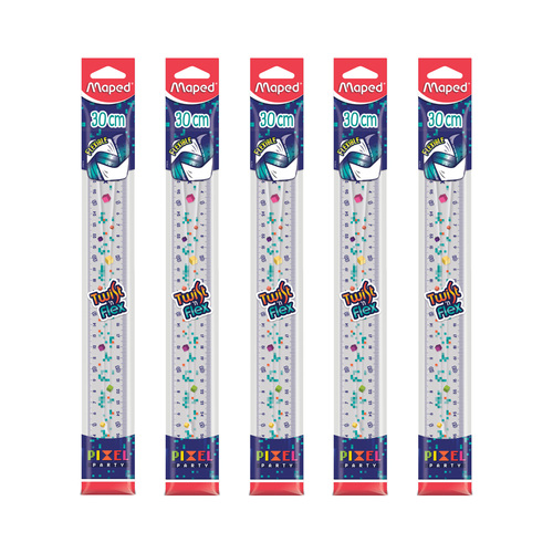 5PK Maped Pixel Party Twist N Flex Clear and Precise Ruler 30cm