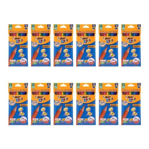 12x 12pc BIC Kids Drawing Art/Craft Colouring Pencil School Stationery