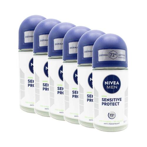 6PK Nivea Men Sensitive Protect Anti-Perspirant Roll-On Deoderant 72 Hr 50ml