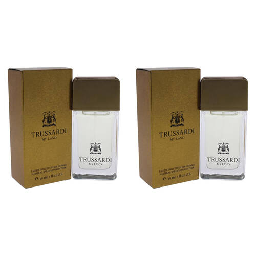 2PK Trussardi My Land Eau De Toilette Men's Fragrance 30ml - Gold