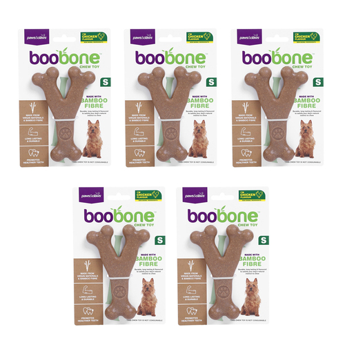 5x Paws & Claws BooBone Small Wishbone Chew Toy - Assorted Flavour