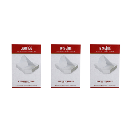 3x 100pc La Cafetiere 19cm Bleached Coffee Filter Papers White - Size 4