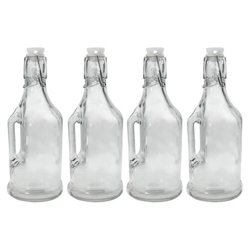 4PK Lemon & Lime 350ml Glass Clip Bottle