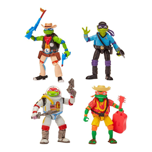 4pc TMNT MM Movie Turtle Action Figures In Fancy Dress Costume Set 4y+
