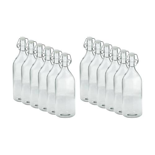 12PK Lemon & Lime Durable Glass Water Drinking Bottle W/ Airtight Seal 28x9cm 1L