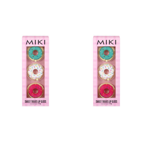 2PK Miki Sweet Treats Lip Gloss With Blueberry Strawberry Raspberry - Clear - 3y+