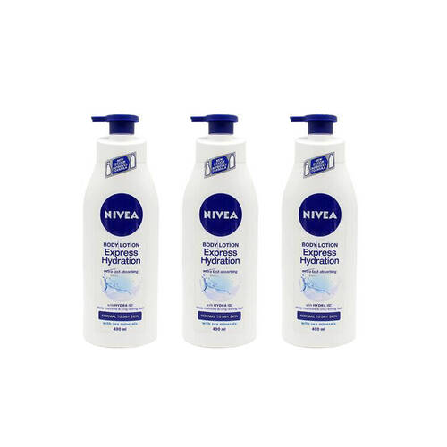 3PK Nivea Express Hydration Body Lotion 400ml Moisturiser