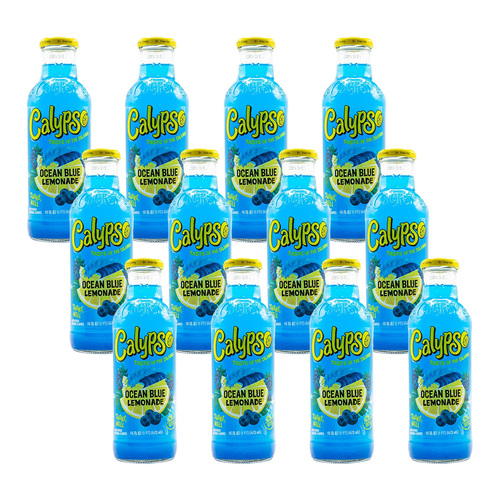 12PK Calypso 473ml Ocean Blue Lemonade Non-Alcoholic Flavoured Drink