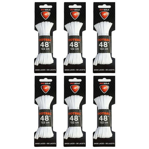 6PK SofSole Football Rugby Boots Shoe Laces 48in - White
