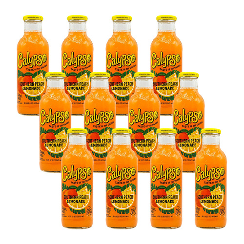12PK Calypso 473ml Southern Peach Lemonade Non-Alcoholic Flavoured Drink