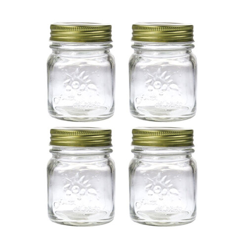 4PK Lemon & Lime Roma Glass Conserve Jar 200Ml 6X6X8cm