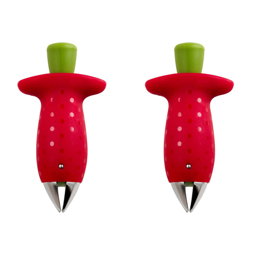 2x Chef'n Vibe 9cm Strawberry Stem Remover Fruit Kitchen Utensil - Red