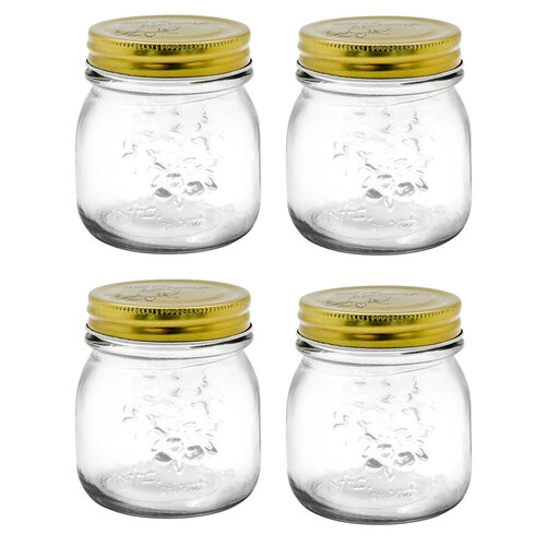 4PK Lemon & Lime Roma Glass Conserve Jar 300Ml 8.5X8.5X9cm