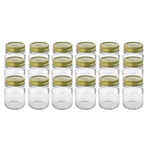 18PK Lemon & Lime Roma 200ml/8cm Glass Conserve Jar w/ Gold Lid - Clear