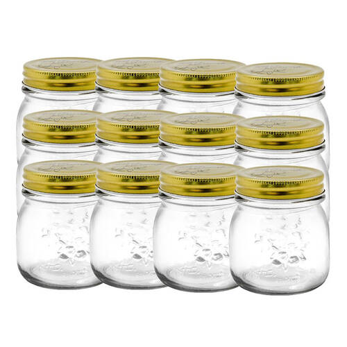 12PK Lemon & Lime 300ml Roma Jars w/ Gold Lids