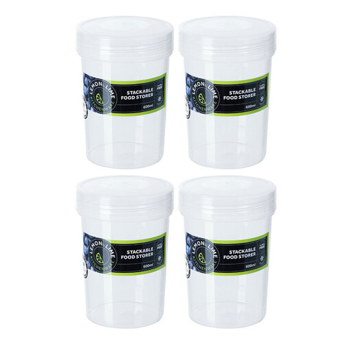 4PK Lemon & Lime Keep Fresh Stackable Food Storer 600ml 9X9X13cm