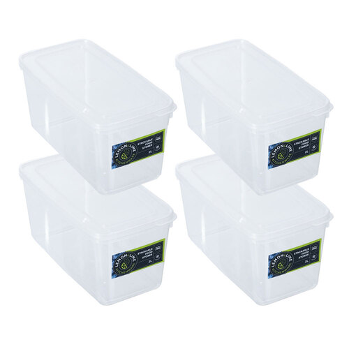 4PK Lemon & Lime Keep Fresh Stackable Food Storer 2L 23X11.5X11.5cm