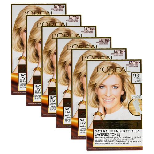 6PK Loreal Age Perfect Hair Colour 9.31 Light Sand Blonde
