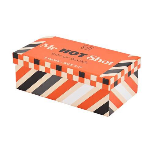 3pc Annabel Trends Multi Design Men's Socks Set W/ Box Size 8-11 Mr Hot Shot