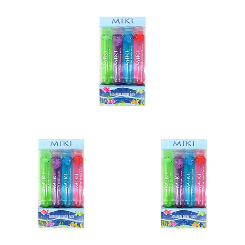 3x 4pc Miki Aquarium Bubble Bath Vials For Bubbles and Fun - 3y+