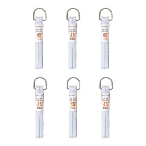 6PK SofSole Athletic Flat Sport Shoe 45" Laces - White