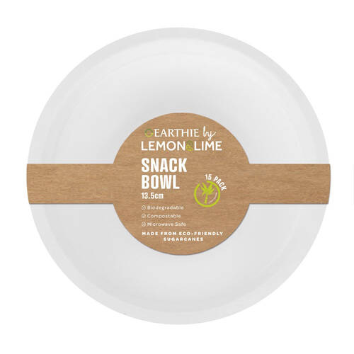 15PK Lemon & Lime Sugarcane 13.5cm Snack Bowl - White