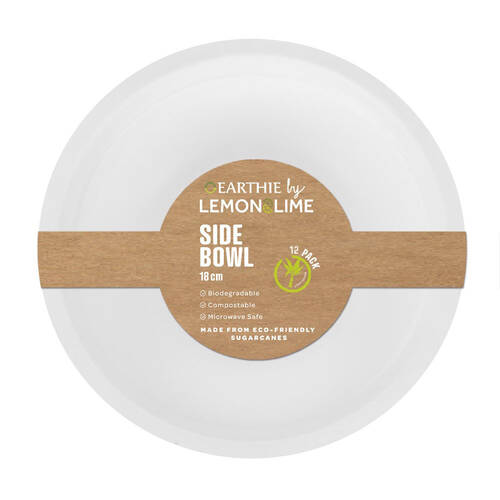 12PK Lemon & Lime Sugarcane 18cm Side Bowl - White