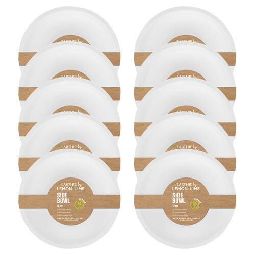 10x 30PK Lemon & Lime Sugarcane 18cm Side Bowl - White