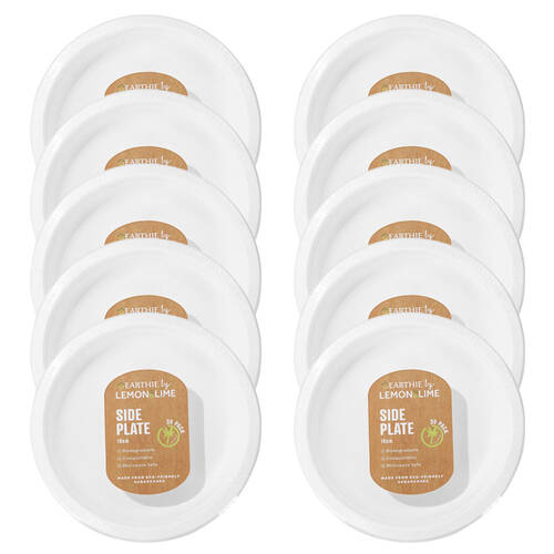 10x 30PK Lemon & Lime Sugarcane 18cm Side Plate - White