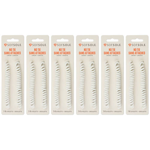6PK SofSole No-Tie Athletic/Casual Shoe Laces 27-45in - White