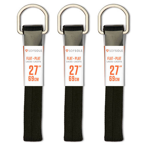 3PK SofSole Kids Athletic Casual Shoe Laces 27in - Black