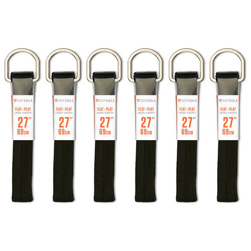 6PK SofSole Kids Athletic Casual Shoe Laces 27in - Black