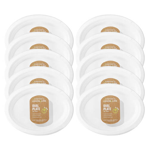 10x 10PK Lemon & Lime Sugarcane Oval Pate - White
