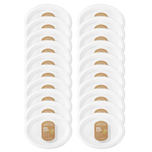 20x 10PK Lemon & Lime Sugarcane Oval Pate - White