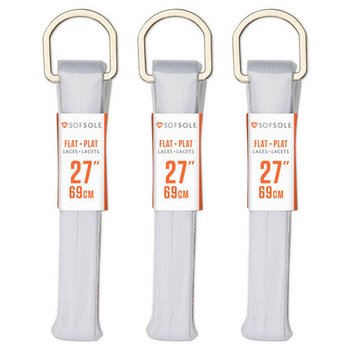 3PK SofSole Kids Athletic Casual Shoe Laces 27in - White