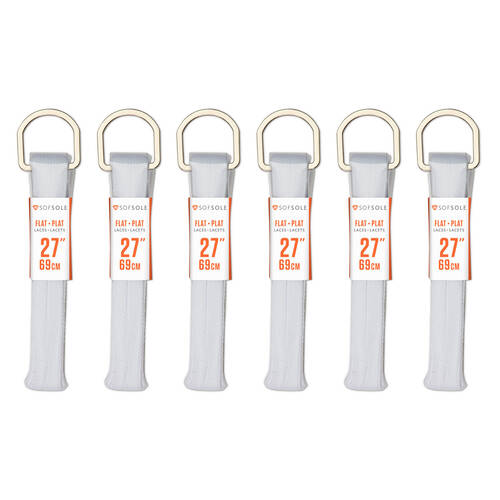 6PK SofSole Kids Athletic Casual Shoe Laces 27in - White