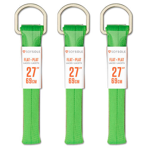 3PK SofSole Kids Athletic Casual Shoe Laces 27in - Neon Green