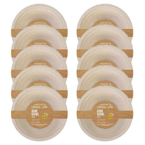 10x 30PK Lemon & Lime Sugarcane 18cm Side Bowl - Natural