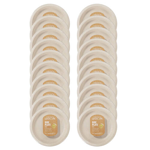 20x 12PK Lemon & Lime Sugarcane 18cm Side Plate - Natural