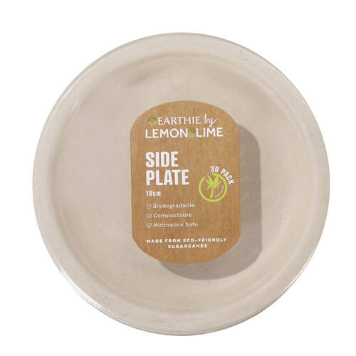 30PK Lemon & Lime Sugarcane 18cm Side Plate - Natural