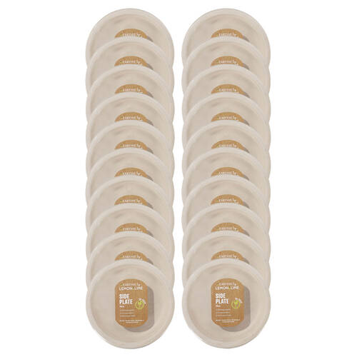 10x 30PK Lemon & Lime Sugarcane 18cm Side Plate - Natural
